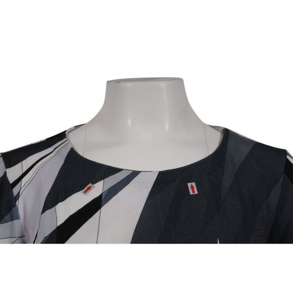 Emilio Pucci Print Long Sleeve Top IT 40 Medium Gray White Viscose Belted Blouse - Picture 5 of 16